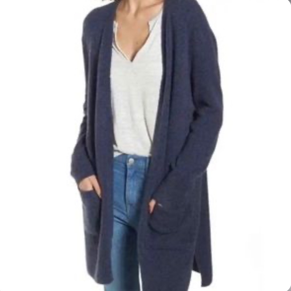 Madewell Alpaca Merino Wool Kent Open Front Cardigan Sweater XS Blue